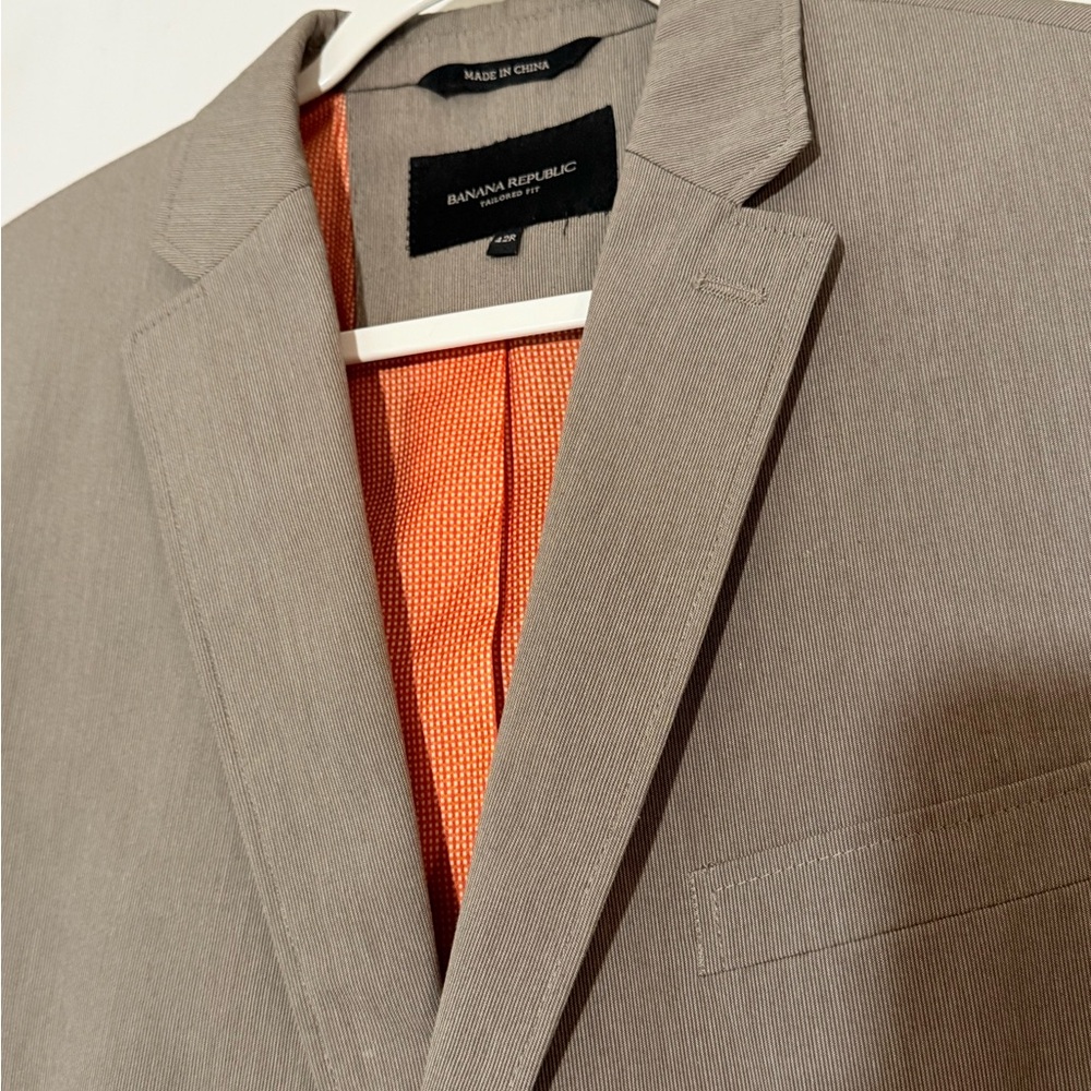 Banana Republic Tailored Fit Sport Blazer Men's Beige Blazer Orange Lining 42R - Picture 4 of 11